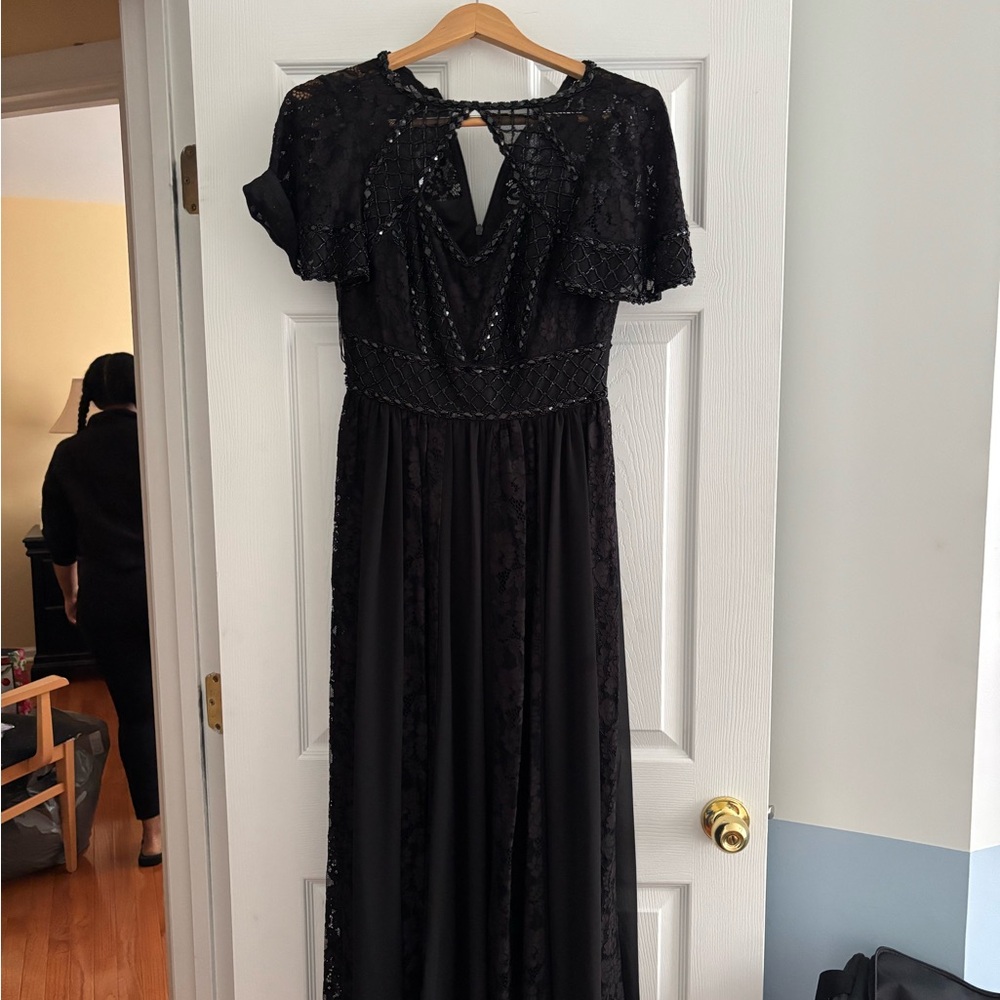 Aidan Mattox Black Sequin Maxi Dress